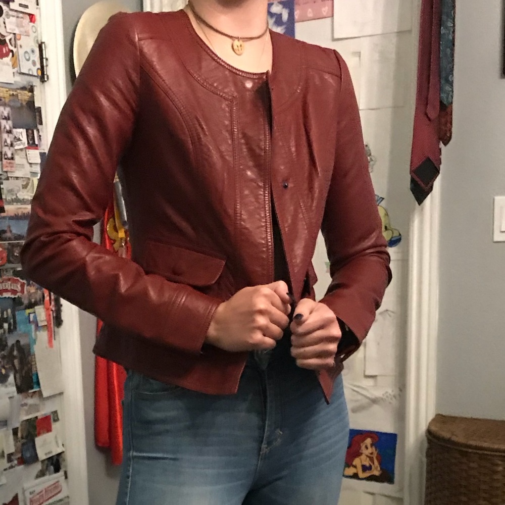 Red leather jacket